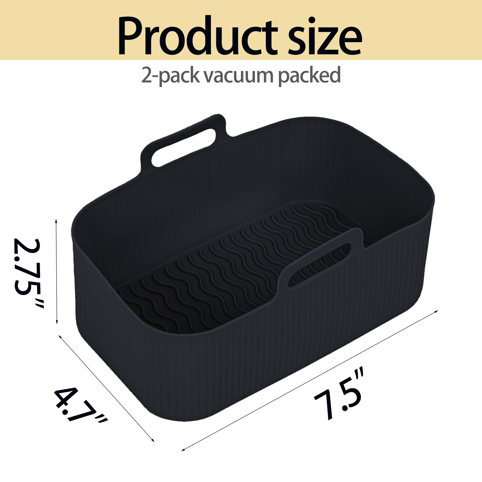 Silicone Air Fryer Liners for Ninja - Reusable 8 Qt Bowl for Foodi DZ201 Dual Basket Airfryer - Rectangular 2-pack 2025 Upgraded Food Safe Silicone Baking Tray Black (BLACK)
