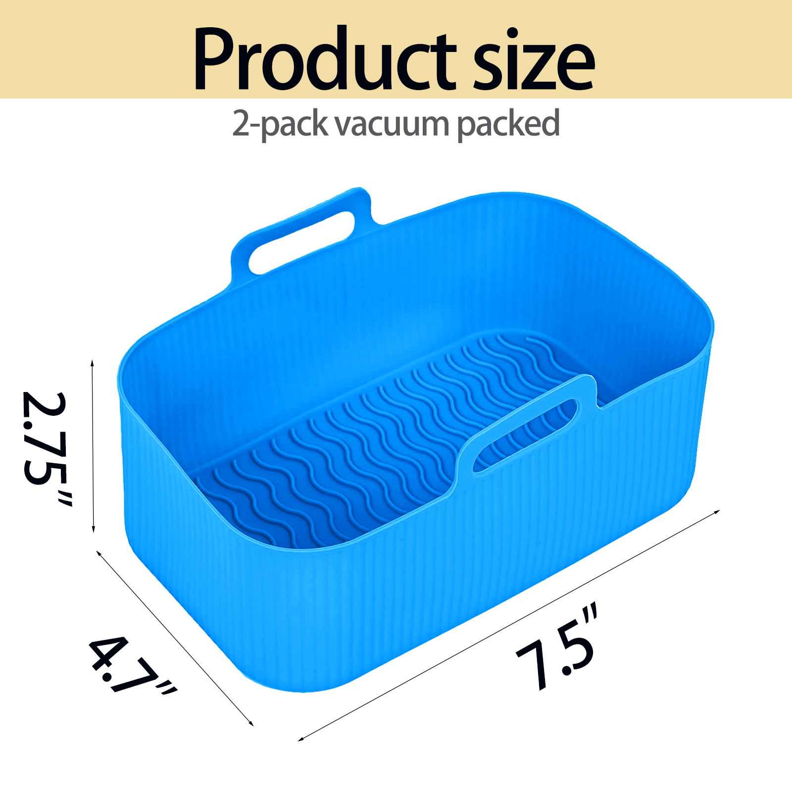 Silicone Air Fryer Liners for Ninja - Reusable 8 Qt Bowl for Foodi DZ201 Dual Basket Airfryer - Rectangular 2-pack 2025 Upgraded Food Safe Silicone Baking Tray Blue (BLUE)