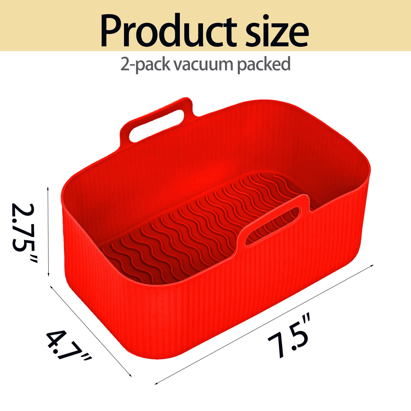 Silicone Air Fryer Liners for Ninja - Reusable 8 Qt Bowl for Foodi DZ201 Dual Basket Airfryer - Rectangular 2-pack 2025 Upgraded Food Safe Silicone Baking Tray Red (RED)