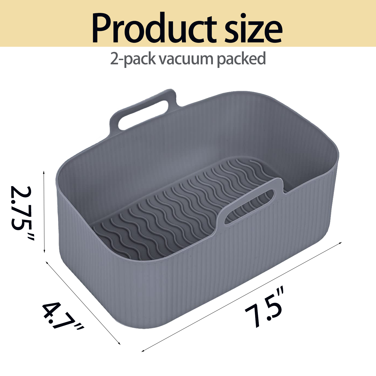 Silicone Air Fryer Liners for Ninja - Reusable 8 Qt Bowl for Foodi DZ201 Dual Basket Airfryer - Rectangular 2-pack 2025 Upgraded Food Safe Silicone Baking Tray Gray (Gray)